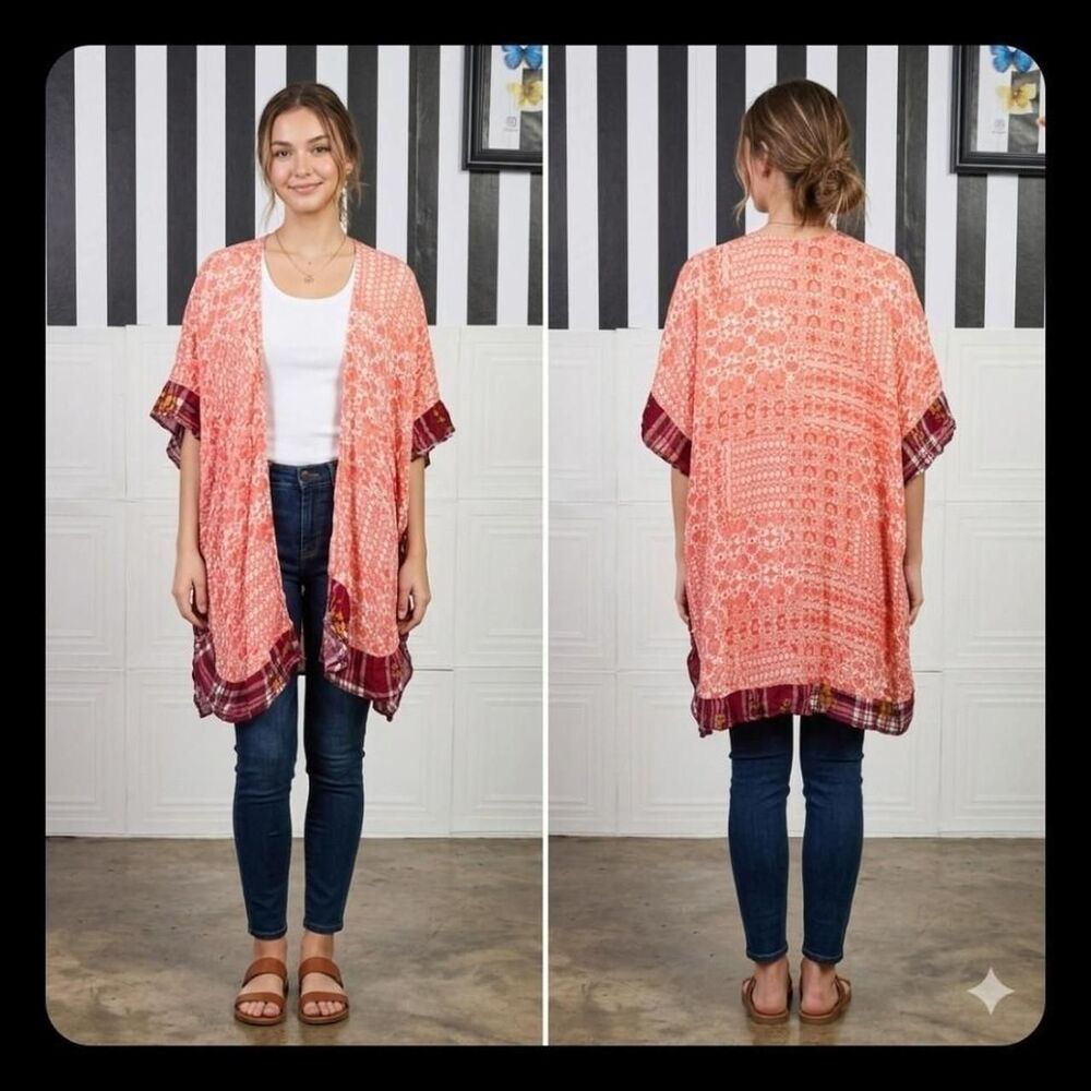 NWOT Angie Boho Mixed Pattern Kimono Size: Medium